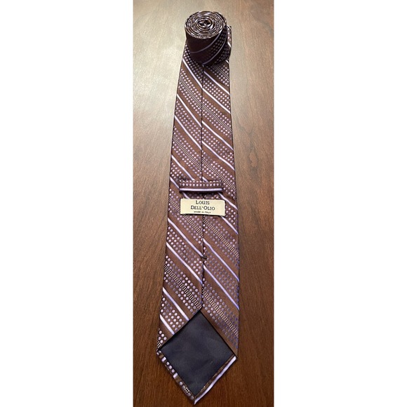 Louis Dell Olio Made In Italy Brown And Purple 100% Silk L58” W”3.50 - Picture 2 of 7